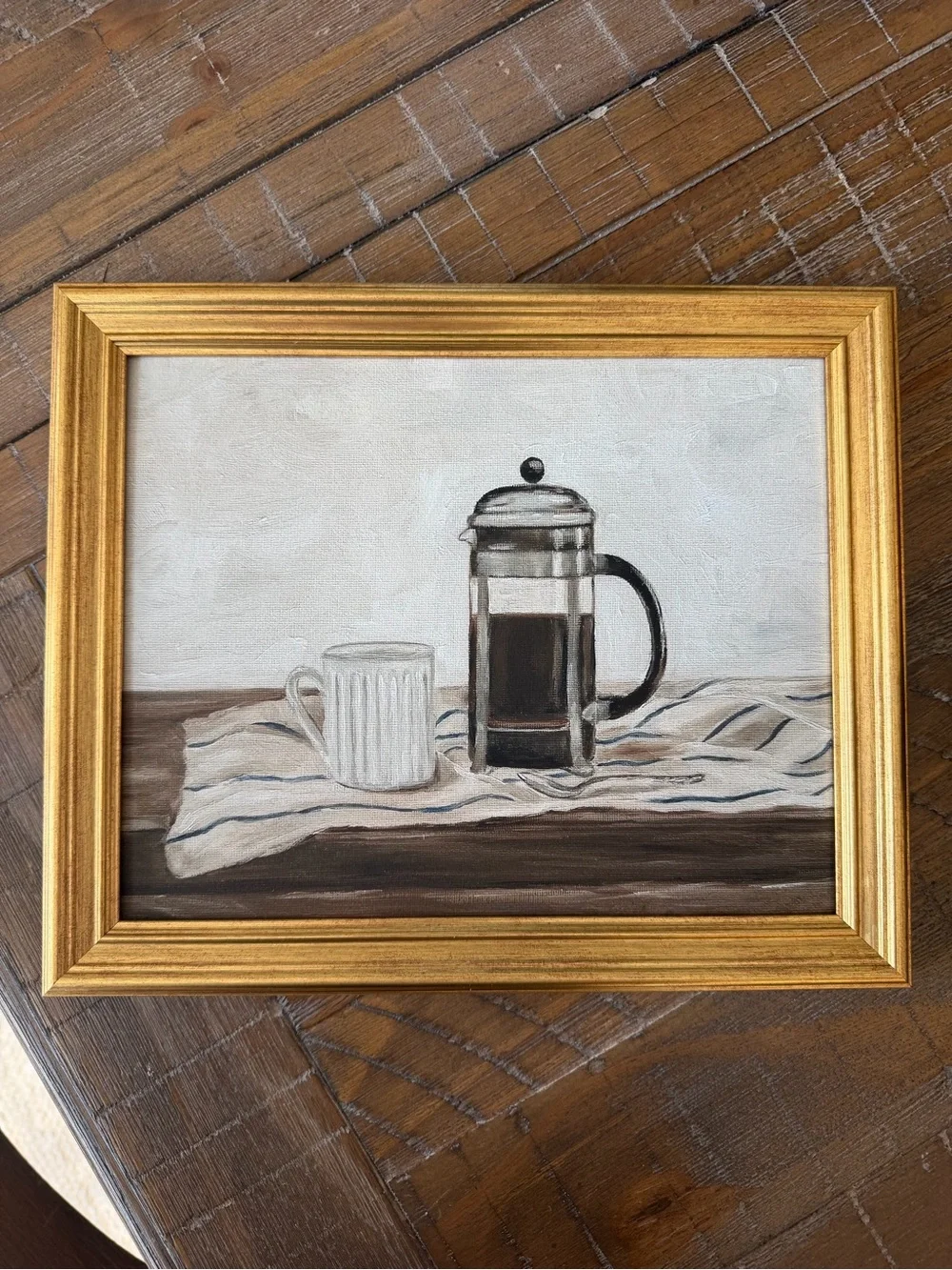 Gold Framed Still Life Oil Painting Print  - Coffee Press